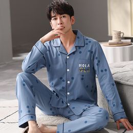 Men's Sleepwear Spring Autumn 4XL Loose Sleepwear Pajamas for Men Trendy Plaid Pyjamas Sets Casual Comfort Sleeping Clothes Male Print Pajamas 230311