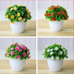 Decorative Flowers Artificial In Pots Bonsai Tree Small Fake Plant With Pot Plastic Home Decoration Floral Arrangement Desktop Deco