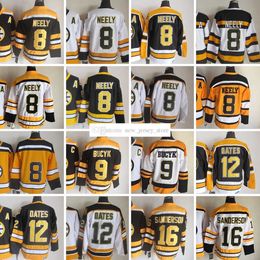 1924-1999 Movie Retro CCM Hockey Jersey Embroidery 8 CamNeely 9 JohnnyBucyk 12 AdamOates 16 DerekSanderson Vintage Jerseys Black White 75th Yellow Men