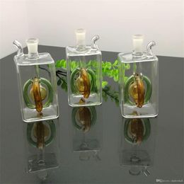 Smoking Pipes Four-claw cigarette kettle with square tube and round belly Glass Bongs Glass