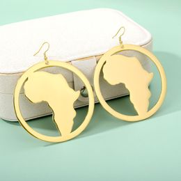 Hoop Earrings African Map 2023 Africa Ethnic Jewelry Gift Gold Color Ornaments Traditional BFF Hyperbole
