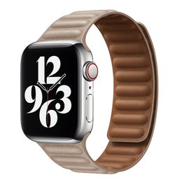 Dropshipping Leather Link Armband för Apple Watch Band Series 6 SE 44mm 40mm 38mm 42mm Watchband Magnetic Loop Armband