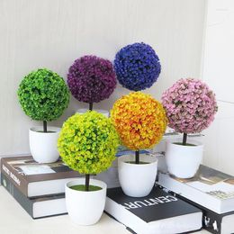 Decorative Flowers Artificial Plants With Pot Fake Leaves Bonsai Small Tree Potted Ornaments For Home Party El Living Room Garden Decor