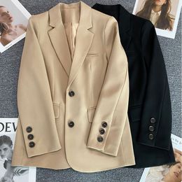 Women's Suits Blazers Lucyever Casual Blazers Women Korean Loose Long Sleeve Office Suit Jackets Ladies Fashion High Street Single Breasted Outwear 230311