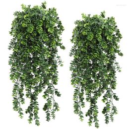 Decorative Flowers Wall Hanging Plastic Eucalyptus Bouquet Artificial Leaves Greenery Rattan Party Decor Wedding Supplies Fake Plant