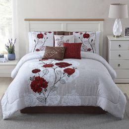 Conjuntos de roupa de cama Mainstays 7 peças Conjunto de edredom rosas azul-petróleo completo Queen com detalhes bordados apliques 230310