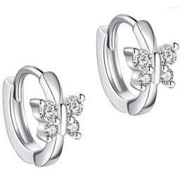 Hoop Earrings 925 Sterling Silver Butterfly Zircon Simple Temperament Exquisite Semale Sexy Jewellery Gift