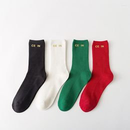 Women Socks 2023 Designer Colorful Letter Cotton 4Color Sock Europe Knitted Short Stockings College Style Gift