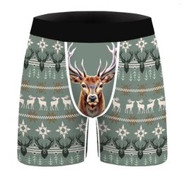 Underpants Men Funny Tacky Christmas Boxer Shorts Breathable Comfortable Cartoon Puppy 3D Print GYM Fitness