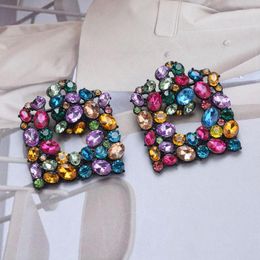 Dangle Earrings Fall Design Shiny Multicolor Rhinestone Geometric Drop For Women Luxury Crystal Statement Wedding Party Jewellery