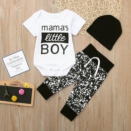 Clothing Sets 3pcs Born Baby Boys Girls Clothes Kid Boy Outfist Letter Romper Bodysuit Pants Hat Set Fashion Infant Girl