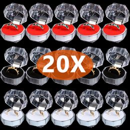 Jewellery Boxes 20PCS Acrylic Crystal Ring Earring Storage Display Boxes Storage Organiser Case Clear Wedding Package Box for Jewellery Packaging 230310