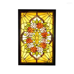Wall Lamps Luxurious Pastoral Art Mural Lamp Foyer Aisle Entrance Hall Background Tiffany Yellow Glass Roses Porch Light 1138
