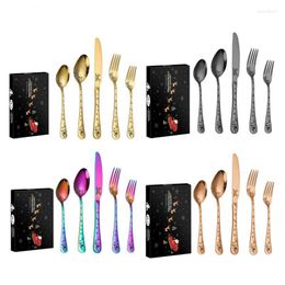 Dinnerware Sets Christmas Stainless Steel Cutlery Dining Room Table Decoration Spoon And Fork Xmas Festival Kitchen Accessories