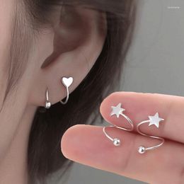 Stud Earrings 1PCS Metal Screw Ball Star Heart Ear Bone Buckle Rotating Wave Mini For Women Fashion Jewelrry