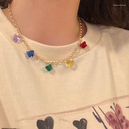 Pendant Necklaces Necklace 2023 Candy Color Choker Butterfly For Women Collarbone Chains Vintage Jewelry Collares