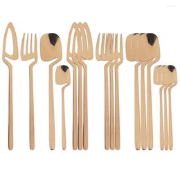 Dinnerware Sets 16Pcs Rose Gold Cutlery Set Knife Fork Spoon Dinner Tableware 18/10 Stainless Steel Party Silverware Flatware