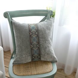 Cushion/Decorative Pillow Double-sided velvet embroidery home pillow car seat cushion sofa cushion cover Grey without pillow core pillow decorative 230311