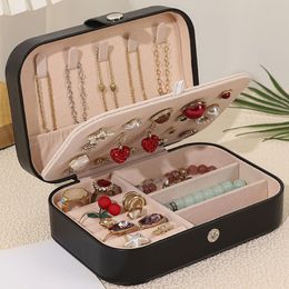 Jewelry Boxes Portable Jewelry Box Jewelry Organizer Display Travel Jewelry Case Boxes Display Holder Button Leather Storage Zipper Jewelers 230310