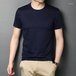 Men's T Shirts Silk Top Grade Mulberry Brand Tops Designer Short Sleeve Casual Fashion Pattern 2023 Summer O Neck Men Clothes