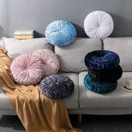 Cushion/Decorative Pillow Leisure Golden Velvet Cushion for Sofa Round Pillow 35*35 Livingroom Deco 230311