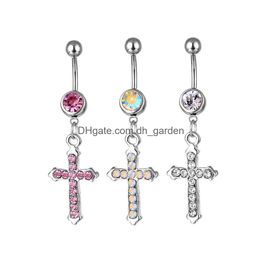 Navel Bell Button Rings D0016 Cross Belly Ring Mix Colours Drop Delivery Jewellery Body Dhgarden Dhxv5