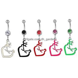 Navel Bell Button Rings D0527B Browning Deer Belly Ring Mix Colors Drop Delivery Jewelry Body Dhgarden Dhzfk