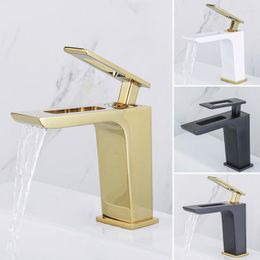 Bathroom Sink Faucets Black Gold Washbasin Faucet Cabinet Basin Nordic Creative And Cold Splash-proof Copper