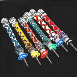 Hookahs Quartz Dab Straw Tips With Clip For Mini Nectar Kits 10mm Banger Nail Glass Water Bongs Pipes Dab Oil Rigs