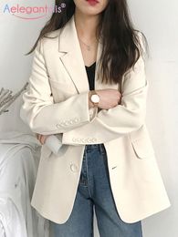 Women's Suits Blazers Aelegantmis White Casual Blazer Jacket Women Autumn Office Lady Black Blazers Female Work Suit Coat Ladies Slim Outerwear 230311