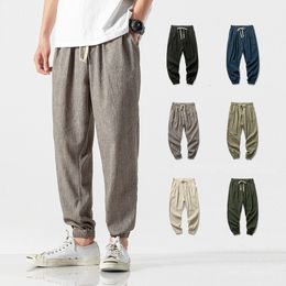 Men's Pants Men Harem Jogger Pants Men Cotton Linen Sweatpants Trousers Men Casual Lightweight Spring Summer Men Joggers 230311