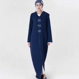 Ethnic Clothing 2023 Muslim Women's Dress Morocco Wearing Cap Hand Sewing And Drilling Long Skirt Exotic Style Elegant Abaya