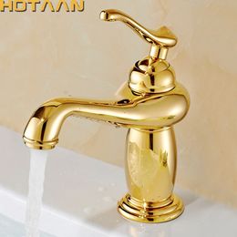 Bathroom Sink Faucets arrival Bathroom gold Basin Faucet Gold finish Brass Mixer Tap with ceramic torneiras para banheiro 230311