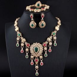 Wedding Jewelry Sets Indian Women's Jewelry Aesthetic Necklace Set Fashionable Earrings Wedding Accessories Women's Ring Bracelet 4 Pieces 230310