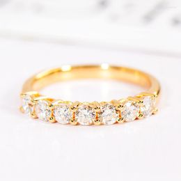 Cluster Rings Pure 18K Yellow Gold DF Color Moissanite Ring Deputy Lab Diamond Jewelry Wedding Anniversary Classic Style