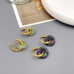 Hoop Earrings 2023 Fashion Simple Niche Natural Stone For Women Luxury Plating 18k Gold Chinese Style Personality