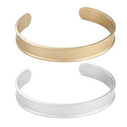 Jewelry MYLONGINGCHARM 5pcs Open Cuff Bangles basic Stainless Steel Bracelet findings for Women Child 230311