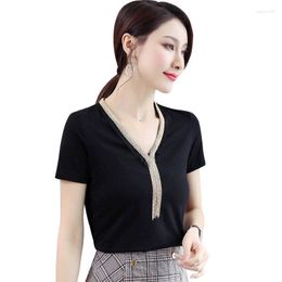 Women's Blouses Women Spring Summer Style Shirts Lady Casual Short Sleeve V-Neck Tassel Decor Blusas Tops DD8144