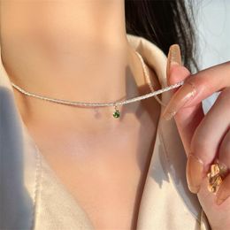 Chains 2023 Fashion Sparkling Starry Choker Necklace For Women Anniversary Bridal Wedding Clavicle Flat Chain Gift Jewelry