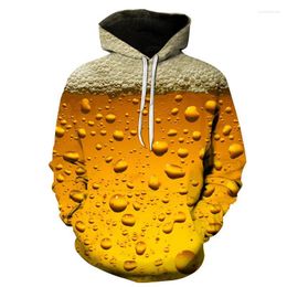 Men's Hoodies Men 'S Fashion 3d Beer Printed Hoodie Novelty Sanitary Clothes Hooded Sweatshirt Yellow Autumn Long Sleeved Pullover Top
