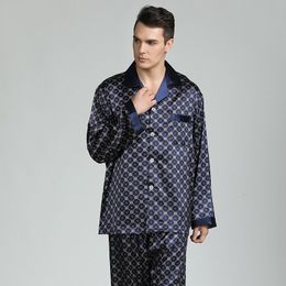 Men's Sleepwear Silk Pyjamas for Men Sleepwear V-collar Cosy Soft long sleeve nightgown Tops Trousers Two Pieces Mens Pyjama Set Pyjamas Men 230311