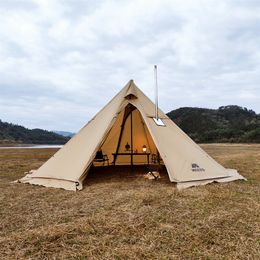 Tents and Shelters Upgraded 5M Oversized Pyramid Tent With Snow Skirt With Chimney Jacket Outdoor Camping Tent Hiking Awnings Shelter Teepee Tipi 230311