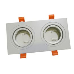 White Black Embedded Double Head Square Lighting Accessories Holder Spot Light Holder LED Light Cup Face Ring MR16 Light Holde GU10 Light Rings oemled