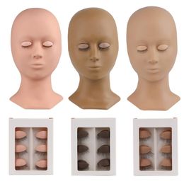 False Eyelashes Silicone Practice Head Training Mannequin With Eyelid Kit 3 Pairs Eyes/Box Eyelash Removable EyelidsFalse