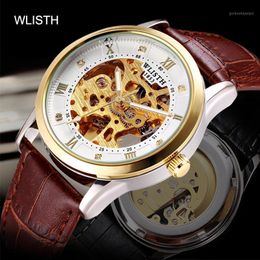 Wristwatches Top Brands Automatic Mechanical Wrist Watches Mens Business Men Wristwatch Leather Sports Men's Tourbillon Skeleton Watch