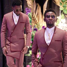 Handsome Tailored Men Wedding Tuxedos Designer Groom Party Prom Coat Long Jacket Formal Wear Outfit 2 Pieces