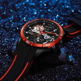 Wristwatches GRMONTRE Top Men's Watches Skeleton Automatic Mechanical Watch For Men Waterproof Relogio Masculino Red 2023