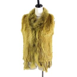 Women's Fur & Faux Women Genuine Natural Real Knitted Vests /Waistcoat/ Gilet /coats With Tassels Raccoon CollarWomen's Women'sWomen's