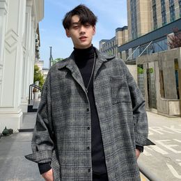 Men's Jackets Men's Shirts Autumn Plaid Thicken Coats Gentleman Loose StreetWear Hip Hop Band High Street Clothes Jacket Harajuku Gym 230311