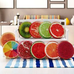 Cushion/Decorative Pillow Round Fruit Cushion Creative 3D Design Lemon Orange Kiwi Thicken Soft Pillow Cute Child Sofa Office Plush Seat Pad Couch Chair 230311